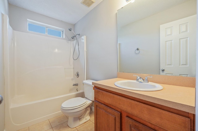 full bathroom featuring tile patterned flooring, vanity, toilet, and shower / bath combination