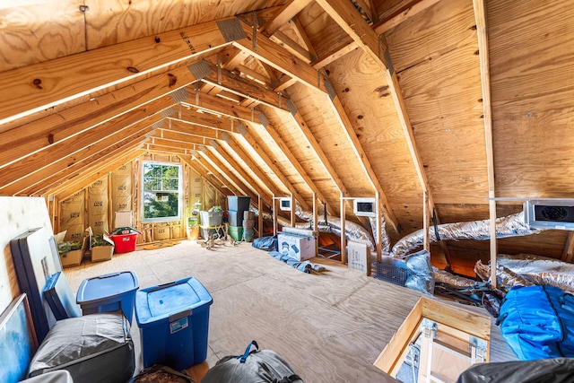 view of unfinished attic