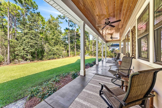 view of patio / terrace featuring ceiling fan