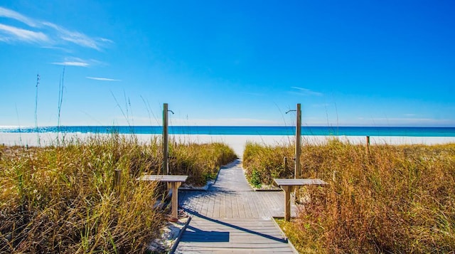 property view of water with a beach view