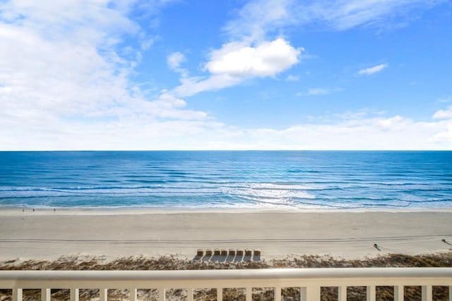 view of water feature with a view of the beach