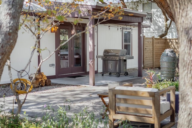 entrance to property with a patio area