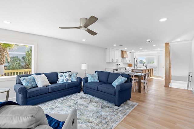 173 Durango Rd, Destin, FL 32541 - living room with recessed lighting, light wood finished floors, and ceiling fan
