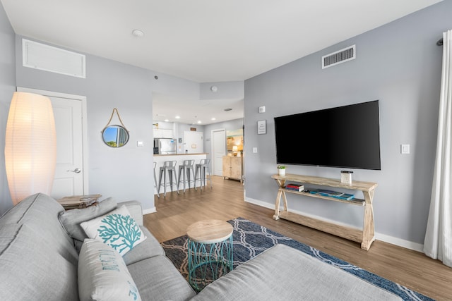 living room with wood-type flooring