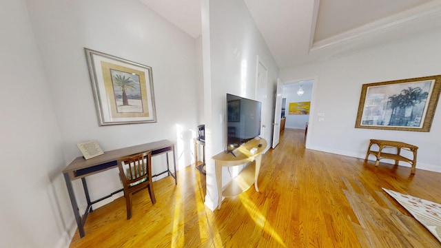 interior space with hardwood / wood-style flooring