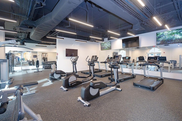 15928 Front Beach Rd Unit 3-409, Panama City Beach, FL 32413 - gym with a towering ceiling