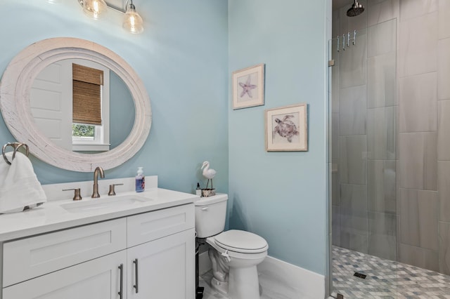 88 Beth Ln, Santa Rosa Beach, FL 32459 - full bathroom featuring vanity, toilet, baseboards, and a tile shower