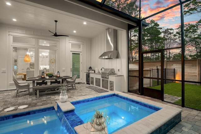 88 Beth Ln, Santa Rosa Beach, FL 32459 - view of pool with area for grilling, fence, grilling area, a lanai, and a patio area