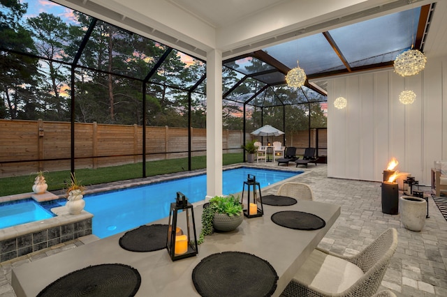 88 Beth Ln, Santa Rosa Beach, FL 32459 - view of swimming pool with a patio, a fenced backyard, a fenced in pool, and a lanai