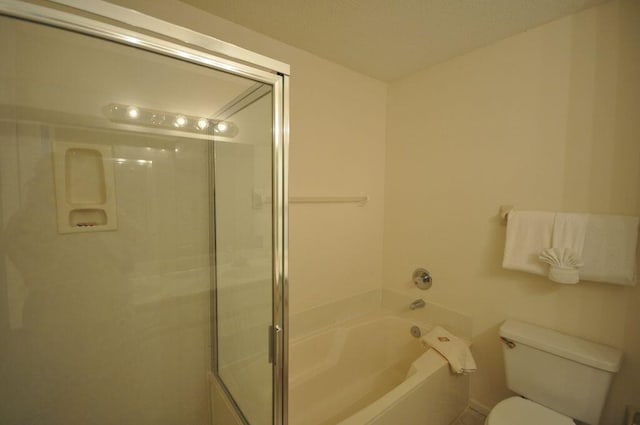 bathroom with separate shower and tub and toilet