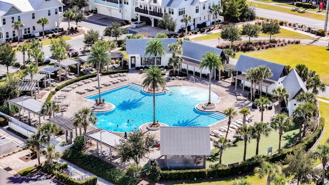 view of swimming pool featuring a patio