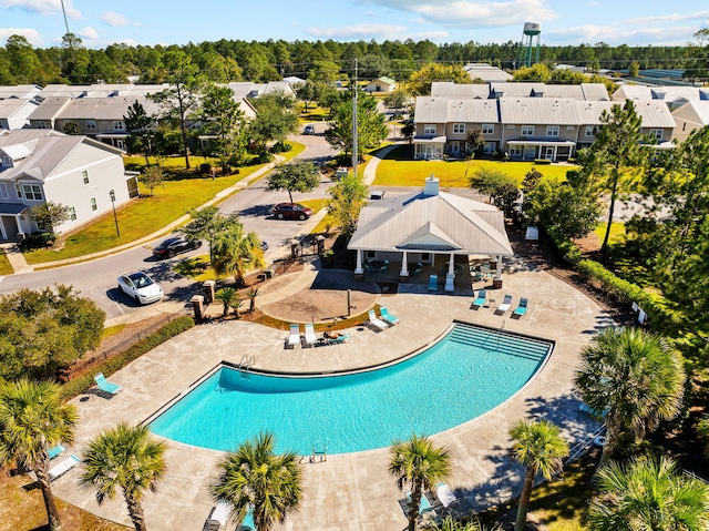 view of swimming pool with a patio area