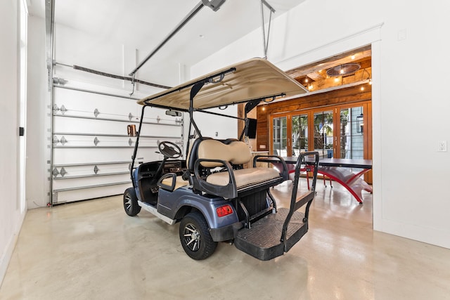 garage featuring french doors