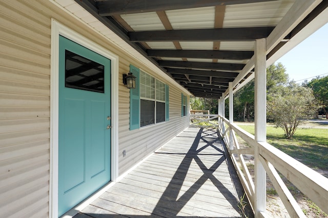 wooden deck with covered porch