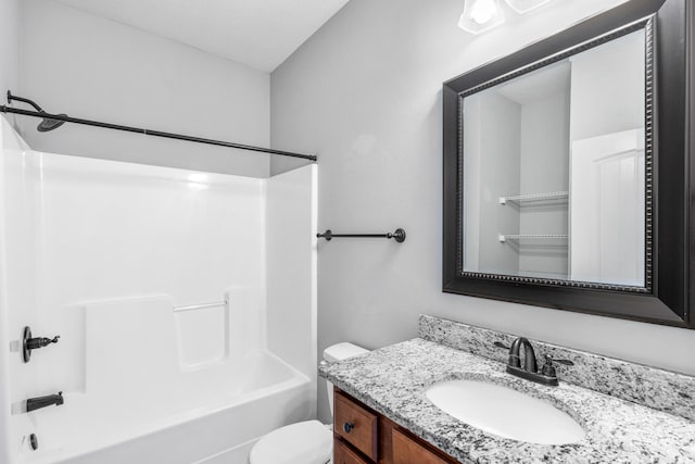 full bathroom with vanity, toilet, and shower / bathtub combination