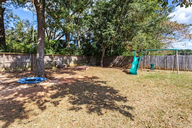 view of yard with a playground