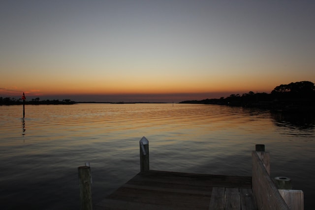 view of dock featuring a water view