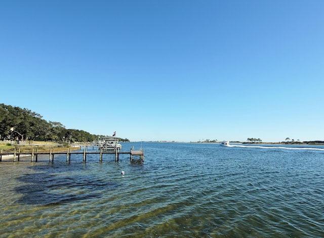 view of dock featuring a water view