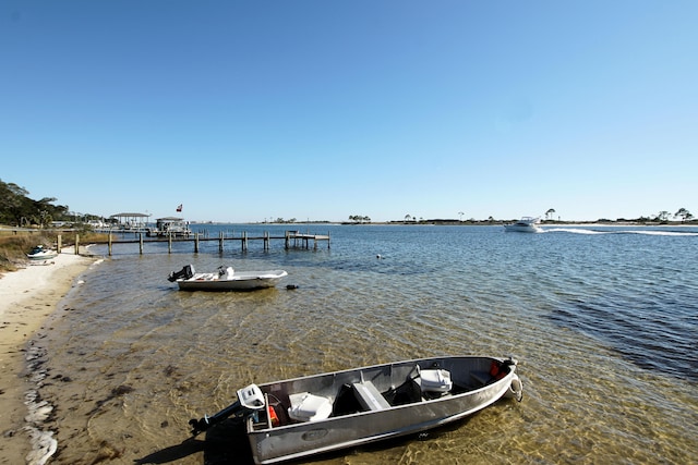 view of dock featuring a water view