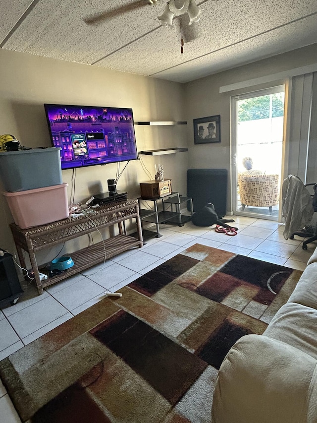 living room featuring tile patterned floors