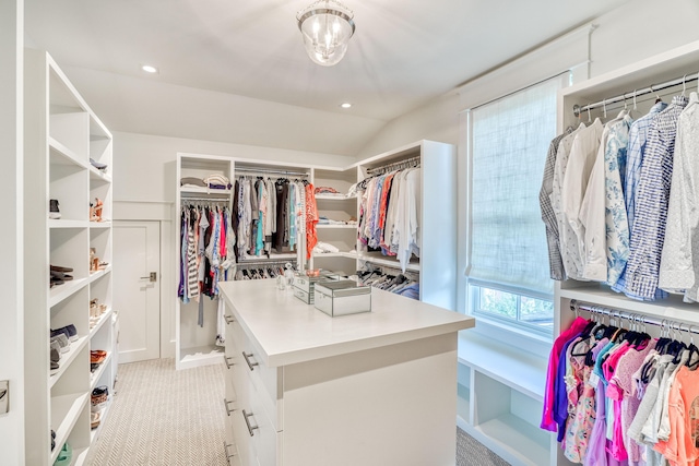 spacious closet with lofted ceiling