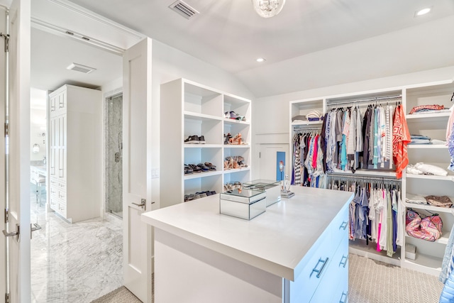 spacious closet featuring vaulted ceiling