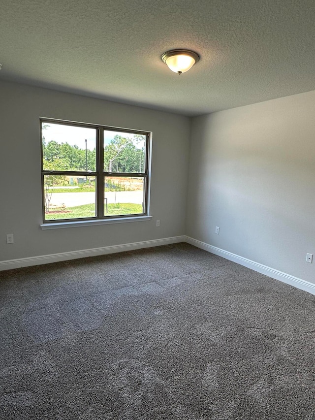 carpeted spare room with a textured ceiling