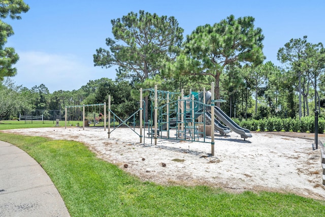 view of play area featuring a yard