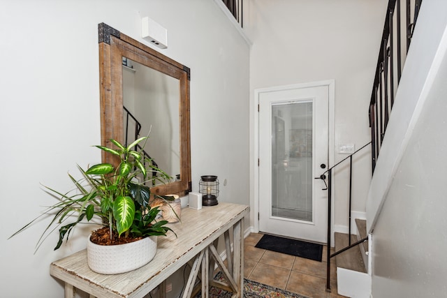 interior space featuring light tile patterned floors