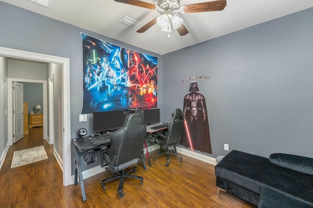2137 Janet St, Navarre, FL 32566 - home office featuring wood finished floors, ceiling fan, and baseboards