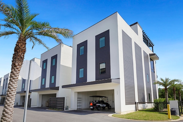 view of building exterior with a garage