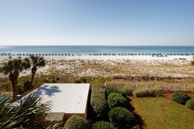 view of water feature featuring a view of the beach