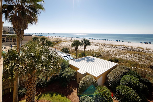 view of water feature with a view of the beach