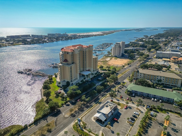 bird's eye view featuring a water view