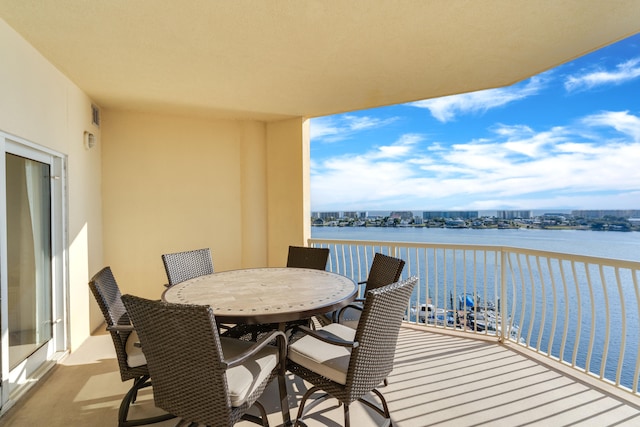 balcony with a water view