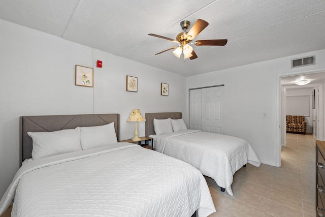 209 W Miracle Strip Pkwy Unit J201, Mary Esther, FL 32569 - bedroom featuring light tile patterned floors, a closet, visible vents, and ceiling fan