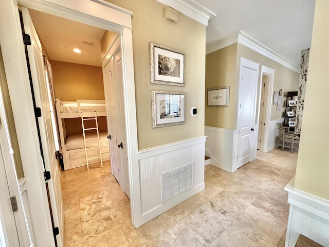 2450 Bungalo Ln, Miramar Beach, FL 32550 - corridor with crown molding and wainscoting