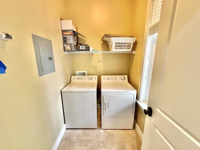 2450 Bungalo Ln, Miramar Beach, FL 32550 - washroom with washing machine and clothes dryer, electric panel, and baseboards
