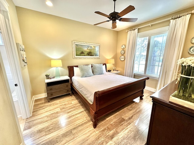 2450 Bungalo Ln, Miramar Beach, FL 32550 - bedroom with baseboards, light wood-style floors, ceiling fan, and recessed lighting