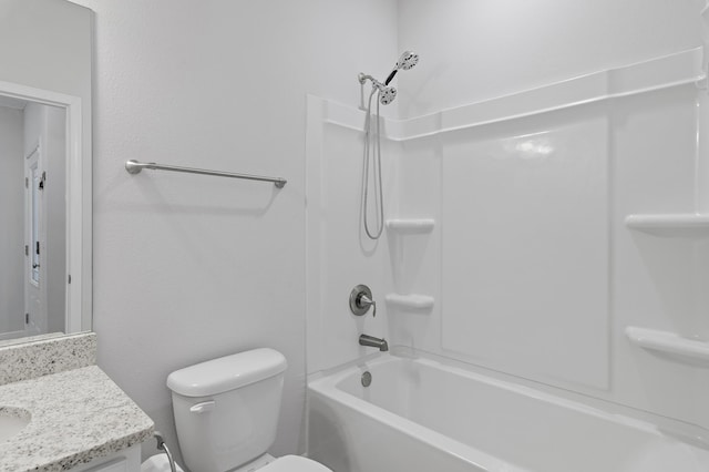 full bathroom featuring vanity, toilet, and tub / shower combination