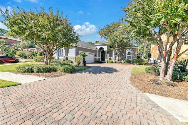 view of front of house with a garage