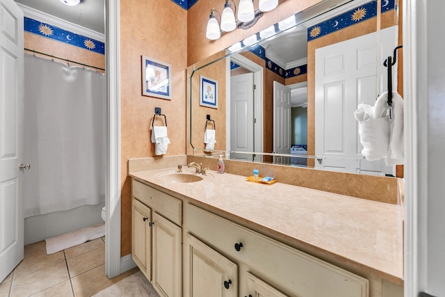 4705 Seastar Vis, Destin, FL 32541 - bathroom with vanity, ornamental molding, tile patterned flooring, and toilet