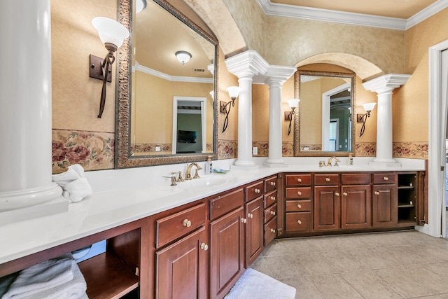 4705 Seastar Vis, Destin, FL 32541 - full bathroom featuring ornate columns, a sink, tile patterned flooring, and double vanity