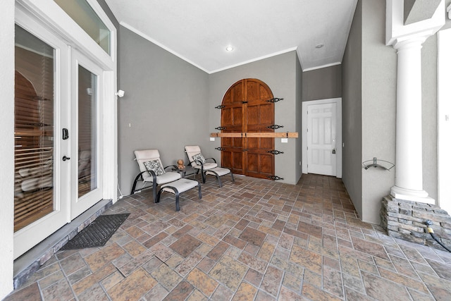 view of patio featuring french doors