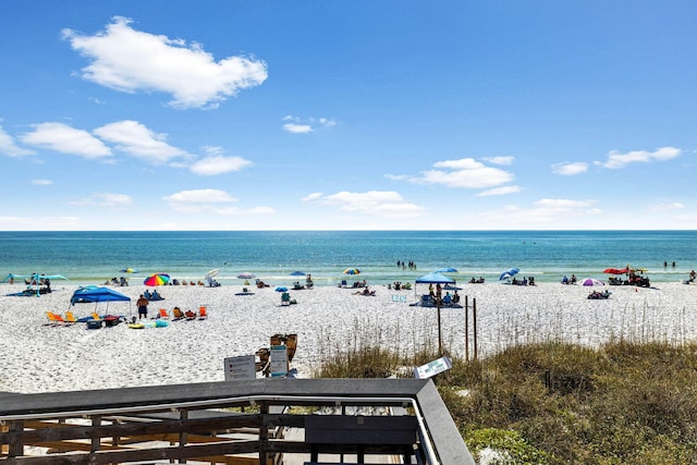 view of water feature featuring a view of the beach