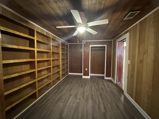 storage area featuring ceiling fan