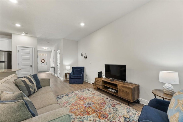 living room featuring light hardwood / wood-style flooring