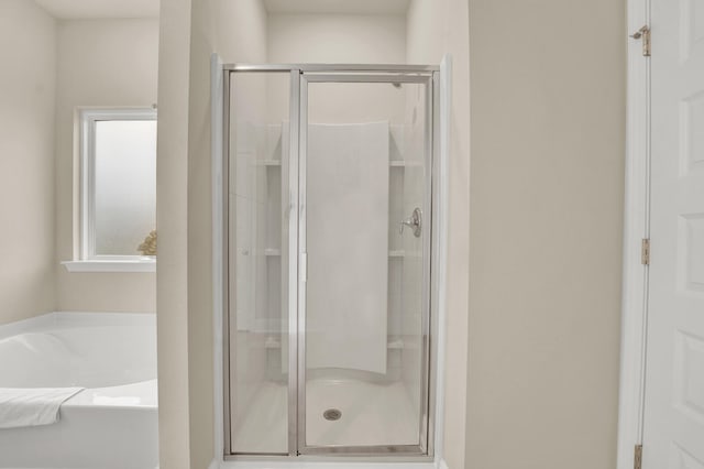 bathroom with plus walk in shower