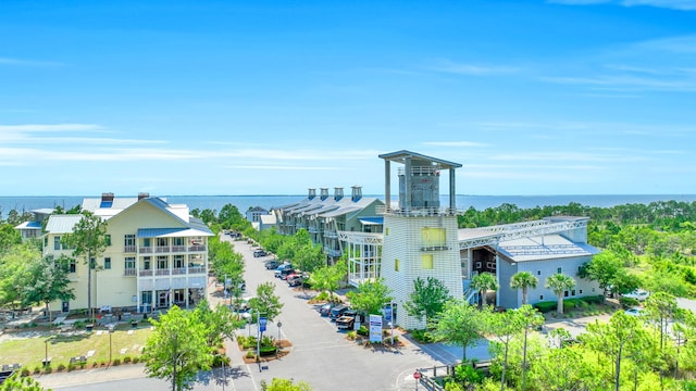 exterior space featuring a water view