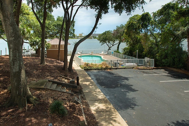 view of road featuring a water view